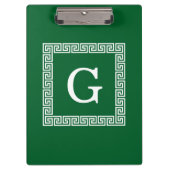 Forest Green, White Greece Key #1 Gerahmt Monogram Klemmbrett (Vorderseite)