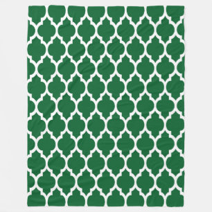 Forest Green, White marokkanisches Quatrefolienmus Fleecedecke