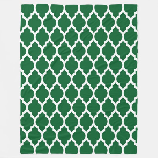 Forest Green, White marokkanisches Quatrefolienmus Fleecedecke (Vorderseite)