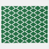 Forest Green, White marokkanisches Quatrefolienmus Fleecedecke (Vorderseite (Horizontal))