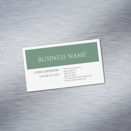 Forest Green White Schlicht Minimalistisch Artisti Magnetische Visitenkarte (Beispiel)