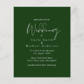 Forest Green White Script Budget Hochzeit (Vorderseite)