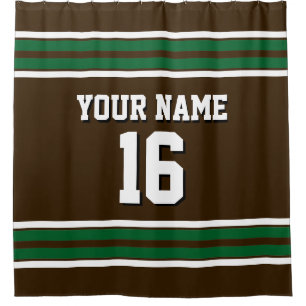 Forest Green White Stripes Sports Jersey Duschvorhang