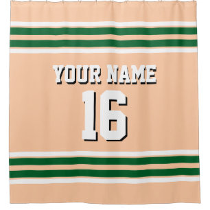 Forest Green White Stripes Sports Jersey Duschvorhang