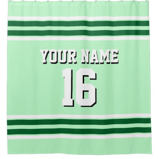 Forest Green White Stripes Sports Jersey Duschvorhang (Vorderseite)