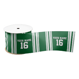 Forest Green White Team Jersey Name Satinband