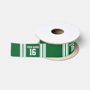 Forest Green White Team Jersey Name Satinband
