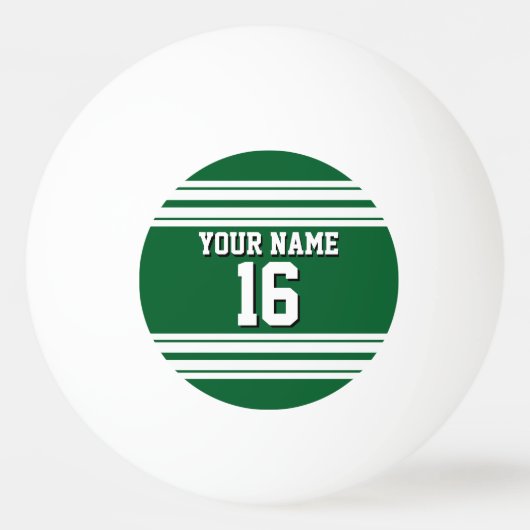 Forest Green White Team Jersey Name Tischtennisball (Vorderseite)
