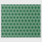 Forest Green White XL Marokkanisches Quatrefolie # Geschenkpapier (Flach)