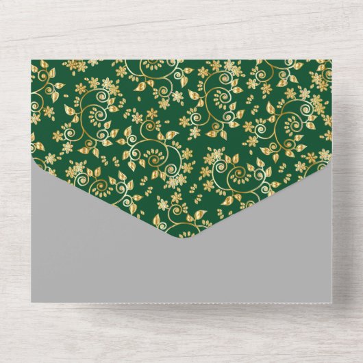 Forest Green Winter Night Wedding All In One Einladung (Rückseite)