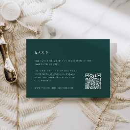 Forest Green Winter Wedding QR Code RSVP Karte