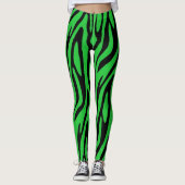 Forest Green Zebra Print Leggings (Vorderseite)