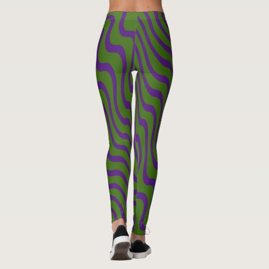 FOREST GREEN ZEBRA STRIPED TIGHTS STRECH LEGGINGS (Rückseite)