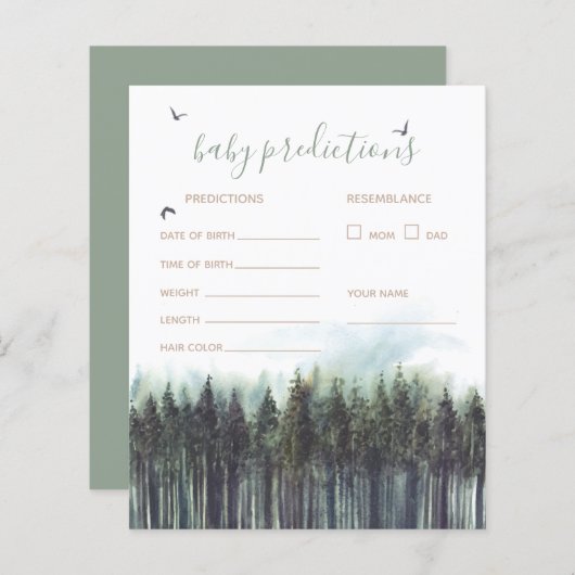 Forest Greenery Baby Shower Predictive Game Card (Vorne/Hinten)