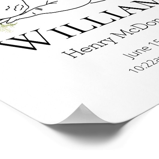 Forest Greenery Baby Stats Poster (Ecke)