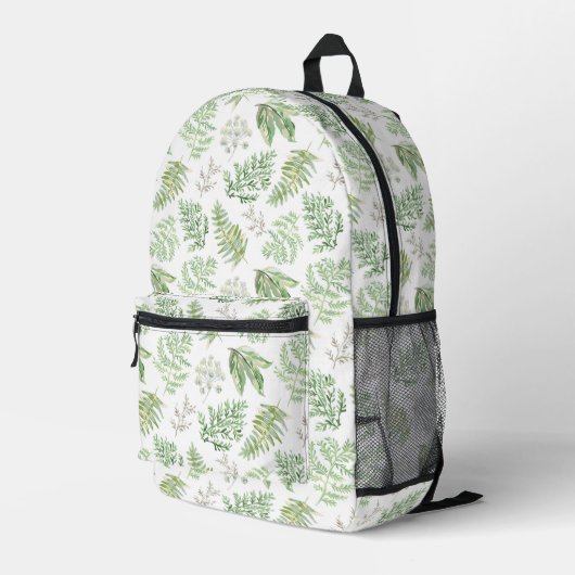 Forest Greenery Muster Bedruckter Rucksack (Rückseitige Ecke Rechts)
