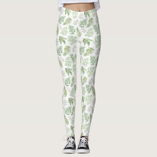 Forest Greenery Pattern Leggings (Vorderseite)