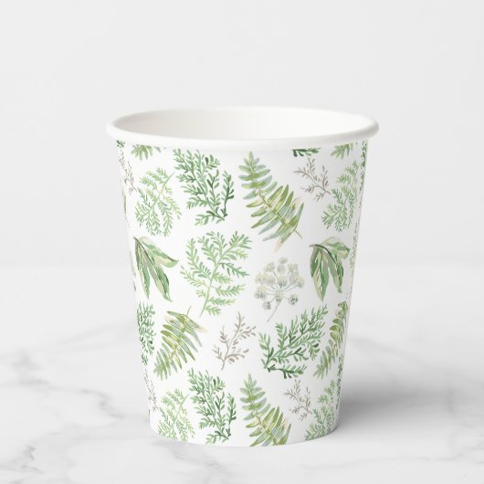 Forest Greenery Pattern Pappbecher (Rückseite)