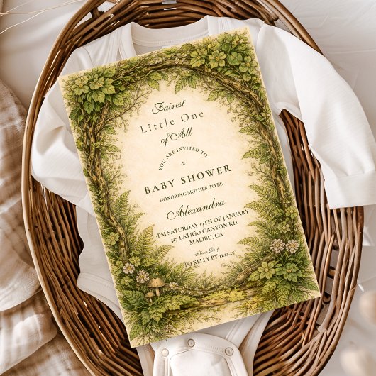 Forest Greenery Storybook Baby Shower Einladung