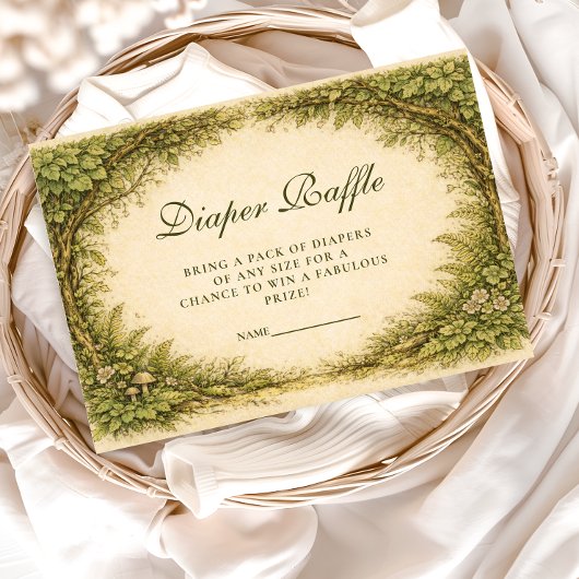 Forest Greenery Storybook Diapper Raffle Begleitkarte