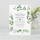 Forest Greenery Virtual Baby oder Brautparty Einladung (Stehend Vorderseite)