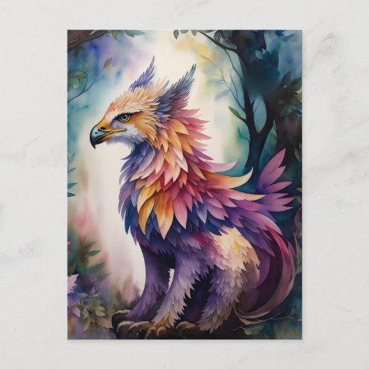 Forest Griffin Watercolor Art Postkarte (Vorderseite)