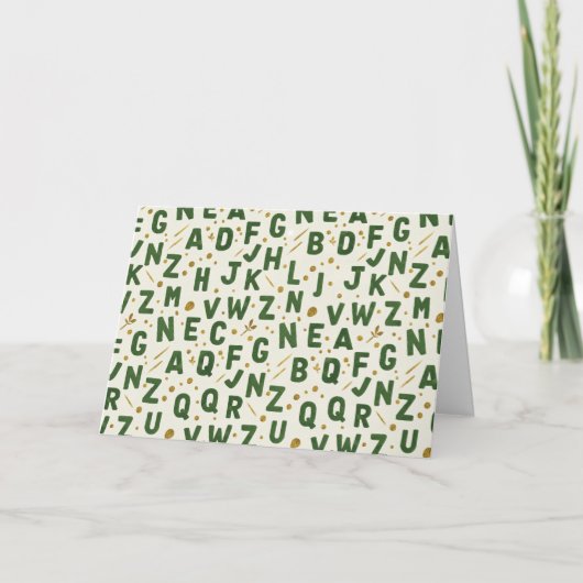 Forest Grove Dark Green Artisan Alphabet Karte (Vorderseite)