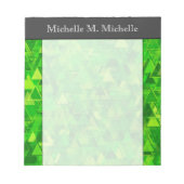 "Forest" grünes Dreieck Formen Muster + Name Notizblock (Vorderseite)