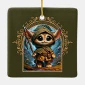 Forest Guardian Cat - Whimsisches Fantasy Animal Keramikornament (Rückseite)