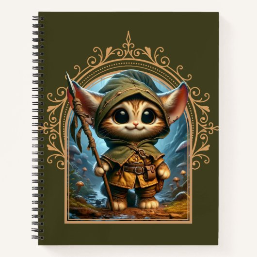 Forest Guardian Cat - Whimsisches Fantasy Animal Notizblock (Vorderseite)