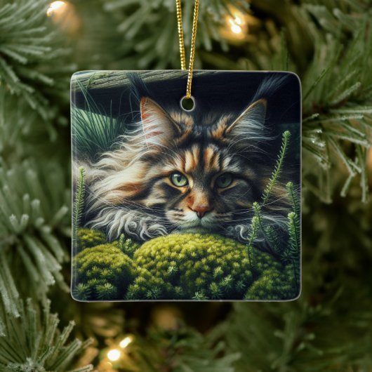 Forest Guardian Feline Keramikornament (Baum)