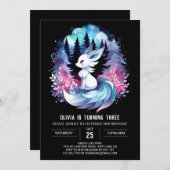 Forest Happy Wolf Birthday Einladung (Vorne/Hinten)