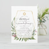 Forest Herbarium Geometric Bat Mitzvah Einladung (Stehend Vorderseite)