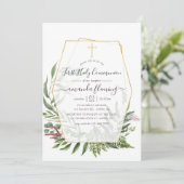 Forest Herbarium Geometric Erste Heilige Kommune Einladung (Stehend Vorderseite)