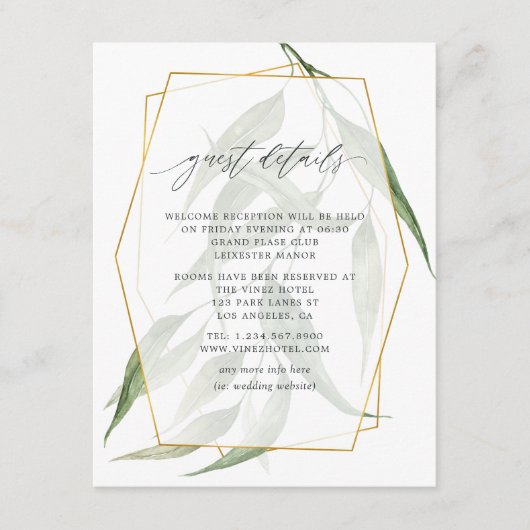 Forest Herbarium Geometric Wedding Guest Details Begleitkarte (Vorderseite)