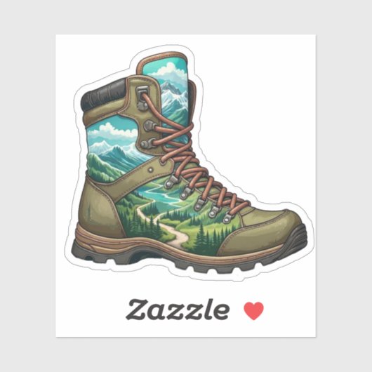 Forest Hiking Boot Vinyl Sticker | Die-Cut Sticker (Blatt)