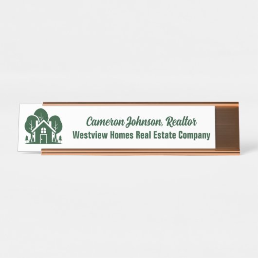 Forest Home Real Estate Company Custom Realtor Schreibtischnamensplakette (Vorderseite )