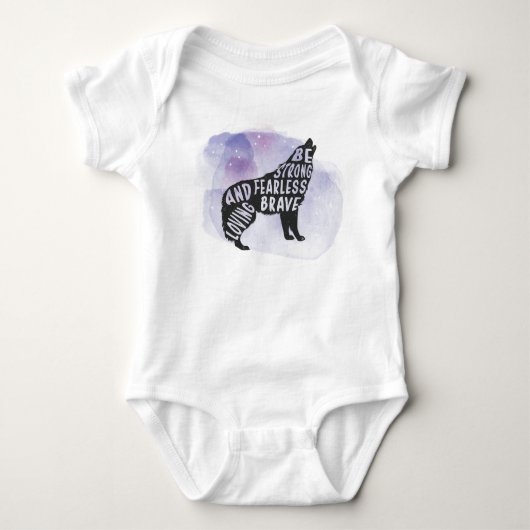 Forest Howling Wolf Art Lover Baby Bodysuit Strampler (Vorderseite)