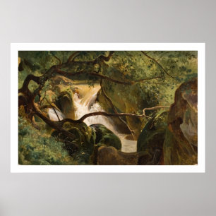 Forest Interior mit Wasserfall, Papigno Poster