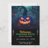 Forest Jack-O' Lantern Black Halloween Einladung (Vorderseite)