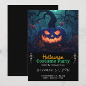 Forest Jack-O' Lantern Black Halloween Einladung (Vorne/Hinten)