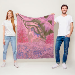 Forest Jungle Pink Fleecedecke