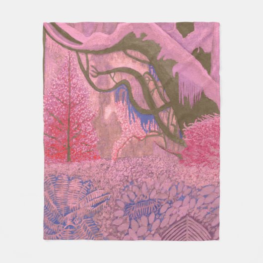 Forest Jungle Pink Fleecedecke (Vorderseite)