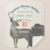 Forest Kinderzimmer Bear Deer Baby Boy Birth Stats Sherpadecke (Vorderseite)