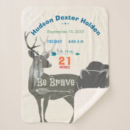 Forest Kinderzimmer Bear Deer Baby Boy Birth Stats Sherpadecke