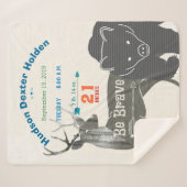Forest Kinderzimmer Bear Deer Baby Boy Birth Stats Sherpadecke (Vorderseite (Horizontal))