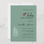 Forest Ladybugs Green Baby Dusche Einladung (Vorderseite)