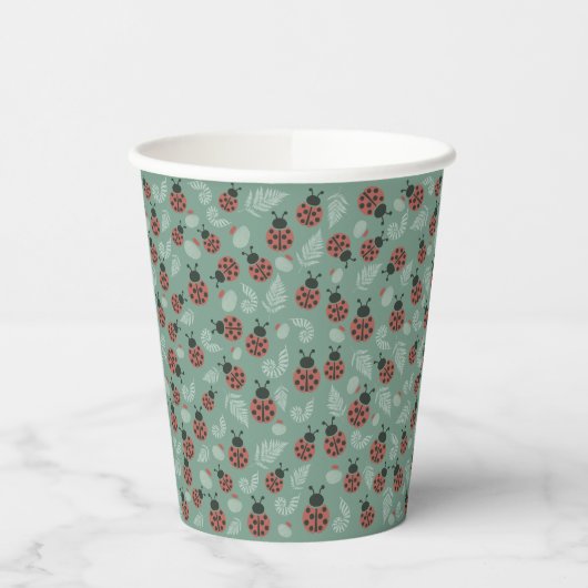 Forest Ladybugs Green Baby Dusche Pappbecher (Links)