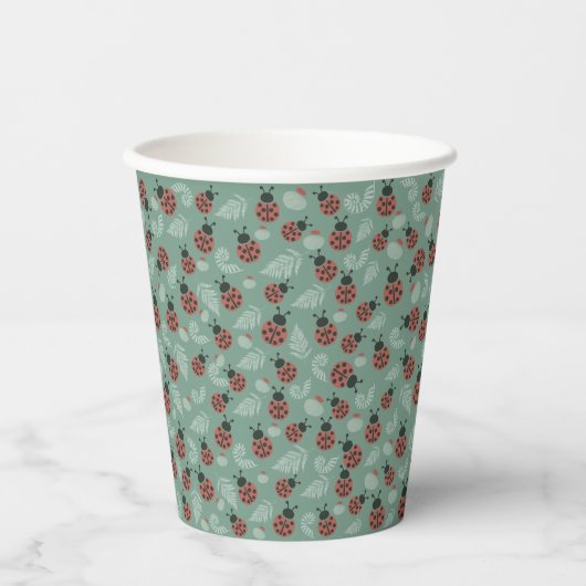 Forest Ladybugs Green Baby Dusche Pappbecher (Vorderseite)