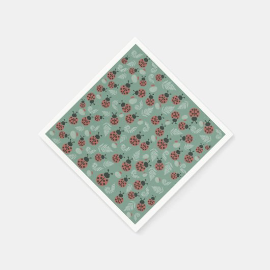 Forest Ladybugs Green Baby Dusche Serviette (Ecke)